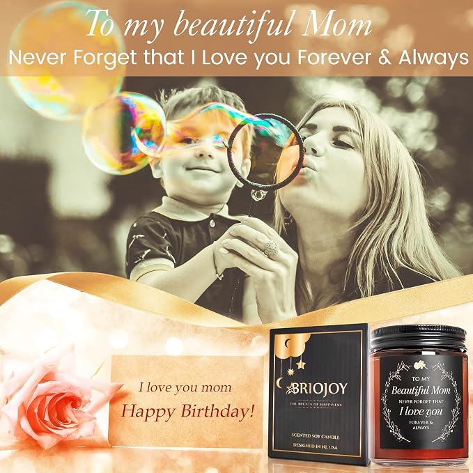 Candle Gifts for Mom from Son Daughter - Valentines Mothers Day, Love You, Birthday Gift for Her - Relaxing Aromatherapy Candles for Women, Wife, New Mom - Natural Soy Jasmine Candle for Home