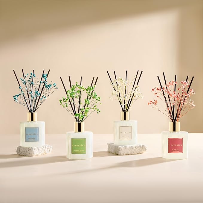 COCORRÍNA Reed Diffuser - Tuscan Orange 6.7 fl oz Reed Diffuser with Sticks, Home Bedrrom Bathroom Shelf Decor
