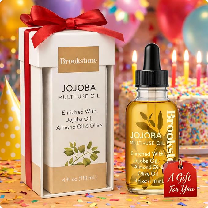 Brookstone Jojoba Multi-Use Essential Oil - Enriched with Jojoba, Almond & Olive Oil - Body, Hair & Skincare Oil
