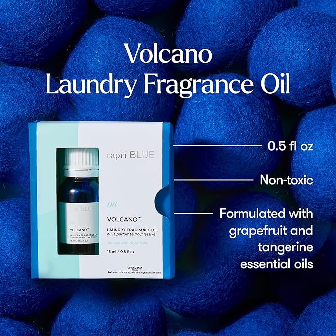 Capri Blue Volcano Laundry Fragrance Oil - Essential Oils for Wool Dryer Balls - Formulated with Grapefruit & Tangerine Essential Oils (0.5 fl oz)