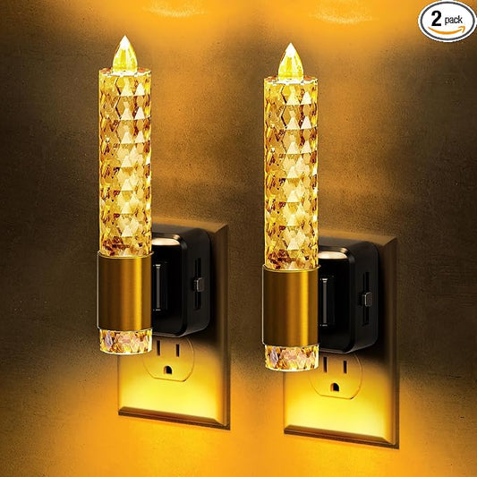 L LOHAS LED Plug in Night Light, Flameless Candle Night Lights Plug into Wall with Dusk to Dawn Sensor, 0-100 LM Dimmable Night Light for Bedroom Bathroom Hallway Home Decor(2 Pack)