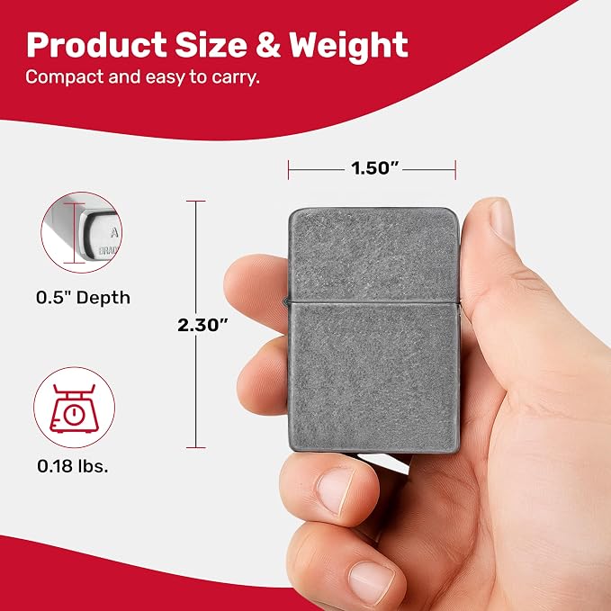 Zippo Antique Silver Plate Pocket Lighter - Windproof & Refillable Flip-Top Metal Lighter - Everyday Use Pocket Lighters - Luxury Lighters Made in USA