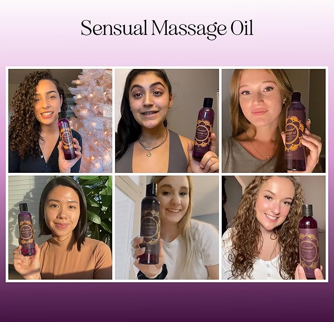 Aromatherapy Sensual Massage Oil for Couples - Relaxing Lavender Massaging Oil for Massage Therapy with Vitamin E Jojoba & Sweet Almond - Naturally Scented Vegan Non GMO & Gluten Free (8 Fl Oz)
