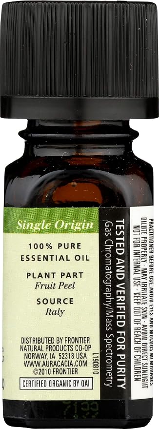 Aura Cacia Pure Essential Oil, Organic Lemon, 0.25 fl oz (7.4 ml)