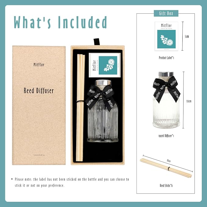 Hotel Collection, MitFlor Lemon Thyme Room Diffuser, Inspired by Hilton Hotel Reed Diffuser for Home, Luxury Aromatherapy Diffuser for Living Room, Bedroom, Bathroom and More