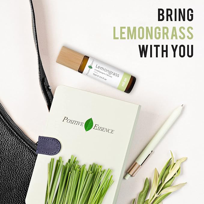 Lemongrass Essential Oil Roll-On – Natural Aromatherapy Oil, Pre-Diluted with Jojoba for Skin Application, Travel Size Roller with Leak-Proof Metal Ball (10 mL)