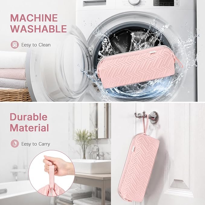 Leudes Hair Tools Travel Bag for Shark Flexstyle Carrying Case Portable Shark Hair Air Wrap Dryer Case Waterproof Dustproof Flat Curling Iron Travel Organizer (Pink+Heat Resistant Mat)