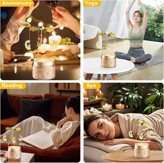 Rotatable Osmanthus Flower Scented Candle, Gifts for Women, Single-Wick with 20 Hours of Burn Time, Ideal for Creating Relaxing Ambience & Holiday Gifting (Moon Cat)