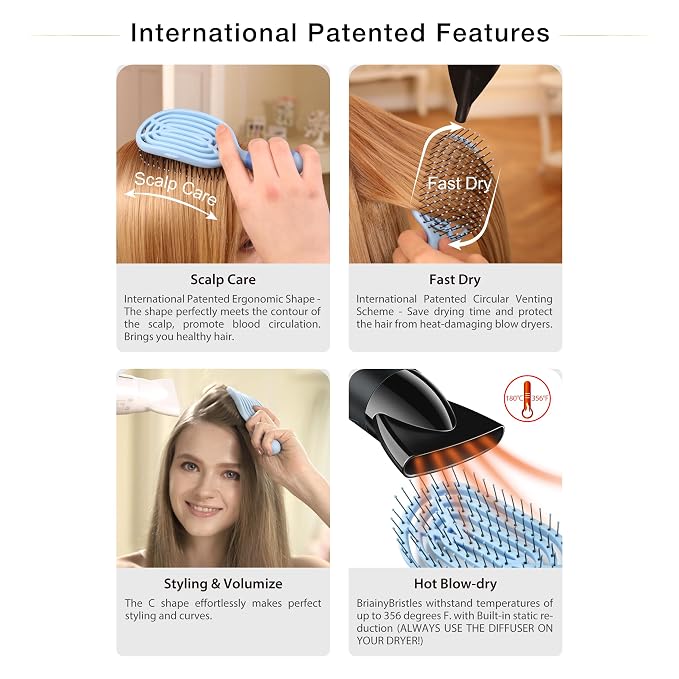 NuWay® U.S. Patented Vented Junior C® for All Hair Types is Hair Dryer Safe (Baby Pink)