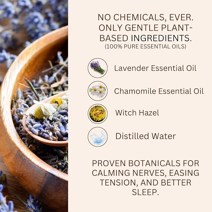 Stress Relief Pillow Spray, Lavander & Chamomile 100% Natural 2.0 Oz. Spray, Aromatherapy, Gifts for Her, Birthday Gifts, Gift Ideas, New Mom Gifts