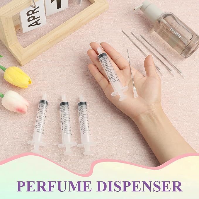 5 Pack-10ml Plastic Perfume Syringe Extracto Decanter Kit with Blunt Stainless Needle Tip, Suitable for Perfume、Ink、Pen、Printer Filling, Refillable Liquid Dispensing and Measuring.