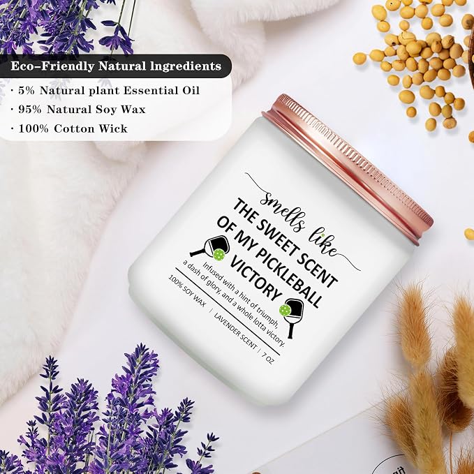 Pickleball Gifts for Women, Men - Pickle Ball Accessories - Cool Funny Sports Gifts for Pickleball Players, Lovers - Lavender Scented Candle