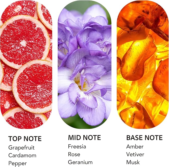 Dubai Luxury Scent Diffuser Oil – Hotel Style Fragrance Oil for Home, Large Room – Long Lasting Aroma Oil for Ultrasonic & Waterless Diffusers –Grapefruit, Freesia, Amber (20ml/0.68Fl oz)
