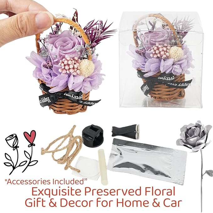 Small Bouquet Car Air Freshener Vent Clips Mini Fresh Flower Bouquet Air Conditioning Outlet Perfume Clip Decoration Essential Oil Diffuser Vent Clip Auto Interior Accessories for Car Decor