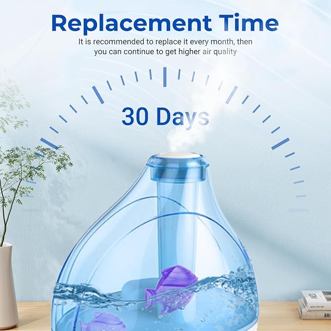 Funmit Humidifier Cleaning Fish, 6 Pack Humidifier Cleaner for Humidifiers and Fish Tanks, Purifies Water, Prevents Hard Water Build-Up, Reduces Scale, Purple