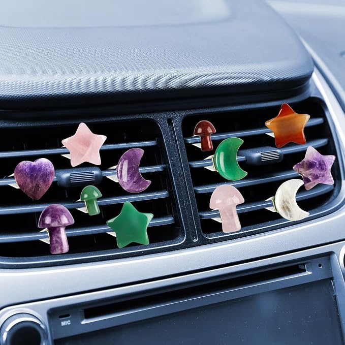 Tallew Heart Crystals Car Vent Clips Car Accessories for Women Quartz Crystals Air Fresheners Vent Clip(Cute Style)