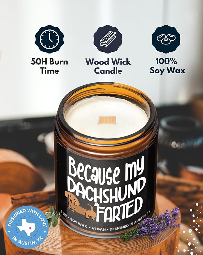 Funny Dachshund Candle, Dachshund Gifts for Women and Men, Unique Funny Pet-Themed Gift Ideas, Best Present for Pet Lovers, Perfect Presents for Dog Mom & Dog Dad, Birthday, Christmas, Gift-Ready