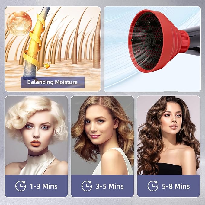 Universal Collapsible Hair Dryer Diffuser Attachment-Foldable Portable Travel and Easy Storage Hair Diffuser Fit Most Hair Dryers with Nozzle Diameter D-1.575Inch to 1.968 Inch (4-5cm)- Red