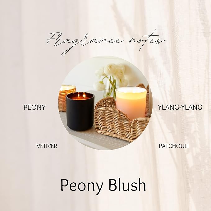 Field + Fleur - Reed Diffuser Set - Home Fragrance Diffuser - Refresh Home, Bedrooms, Bathrooms & More - Notes of Peony, Geranium & Ylang-Ylang - Made in the USA - Peony Blush Scent - 4 oz