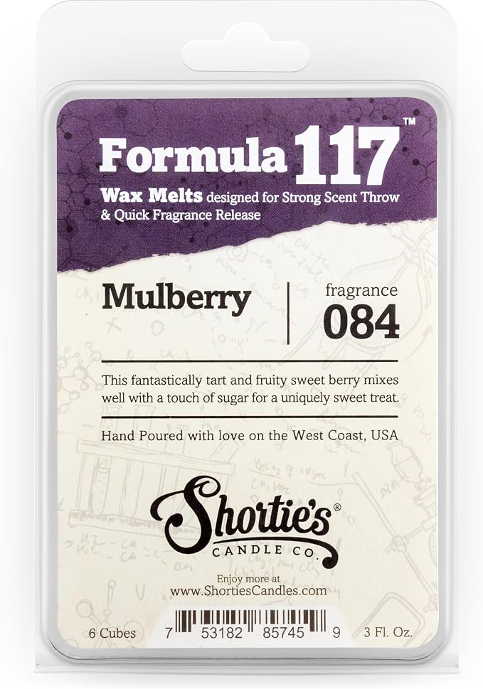 Shortie's Candle Company Mulberry Premium Wax Melts - 3 Oz., Strong & Long Lasting, Non-Toxic - Made with Essential & Natural Oils - Formula 117