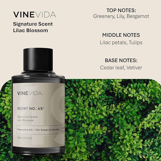 VINEVIDA [4oz] Lilac Blossom Fragrance Oil for Candle Making and Soap Making - Premium Candle Scents for Soy Candles
