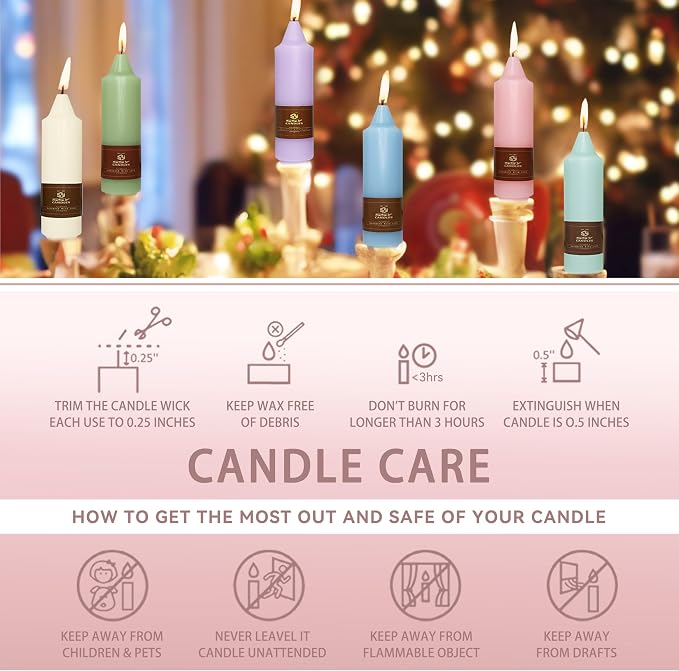 Candy Short Taper Candle 5 Inch Candlesticks Unscented Dripless Tapered Candle Set for Home Decor Wedding Party Dinner Candles, 4 Pack
