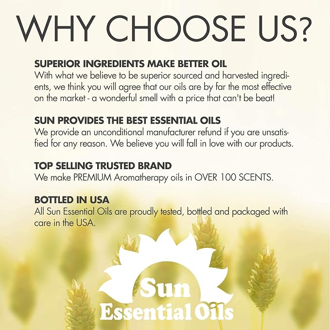Sun Essential Oils - Peppermint Essential Oil (8 oz) with Dropper for Diffuser, Humidifier, Skin & Aromatherapy Body Massage, Candle & Soap Making for Home