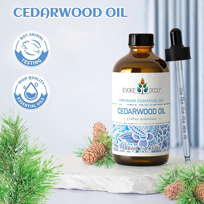 EVOKE OCCU Cedarwood Essential Oil for Air Freshening, Hair Care, Add to Spray Diffuser Conditioner - 4 Fl Oz