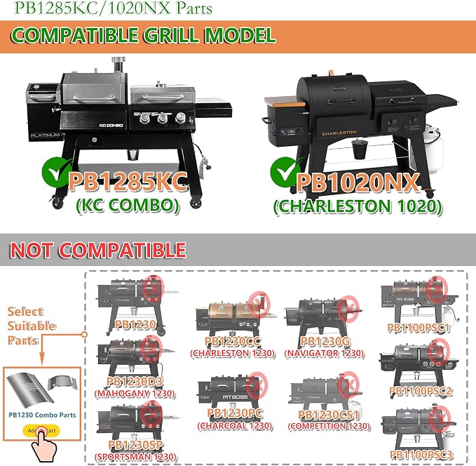 PB1285KC Combo Grill Replacement Parts, Flame Broiler Slide Cover & Bottom for Pit Boss Accessories, Pitboss Heat Deflector Diffuser for Pit Boss Platinum KC Combo/Charleston 1020 Combo Pellet Smoker