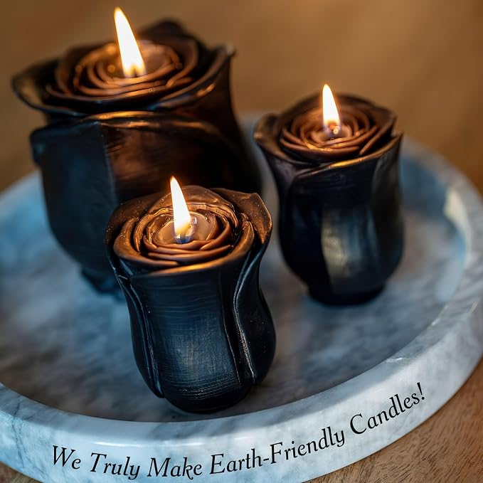 Beeswax Rose Candles (Black, Gr)