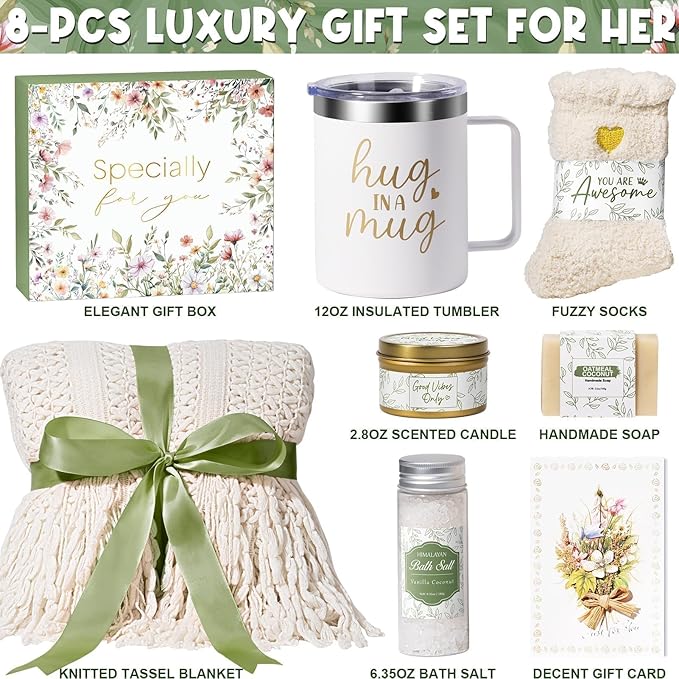 Self Care Gifts for Women Get Well Soon Gifts, Birthday Gifts for Women Care Package, Sympathy Gift Baskets Spa Gifts Set, Christmas Thinking of You Inspirational Gifts for Mom Her Friend Sister Wife