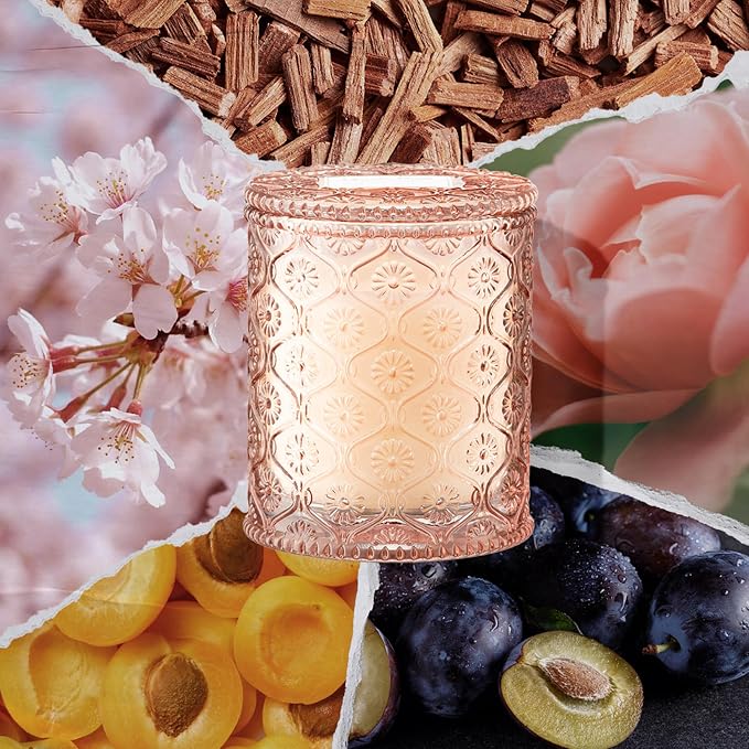 LA JOLIE MUSE Cherry Sakura Scented Candles for Home, Natural Soy, 40 Hrs | Luxury Pink Jar Candle, Clean Non Toxic, Gifts for Women, Decorative Japanese Floral Candles for Candle Wamer, Pretty Candle