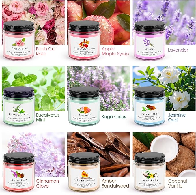 9 Pack Candles Gift for Women Aromatherapy Candles for Home Scented 36 oz 300 Hour Long Lasting Candles Gifts Set, Mothers Day Gifts, Birthday, Valentine, Christmas, Anniversary Holiday Home Decor