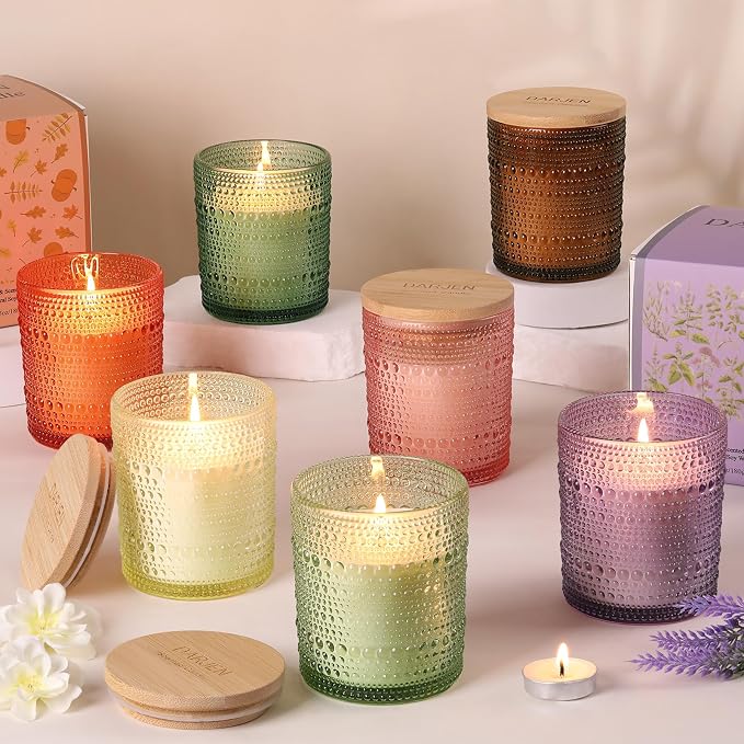 DARJEN Pumpkin Candles for Home- 6.3oz 42H Natural Soy Wax Aromatherapy Jar Candle with Strong Scent, Decorative Aesthetic Candles for Entryway, Living Room, Fall Obsession, Luxury Gift