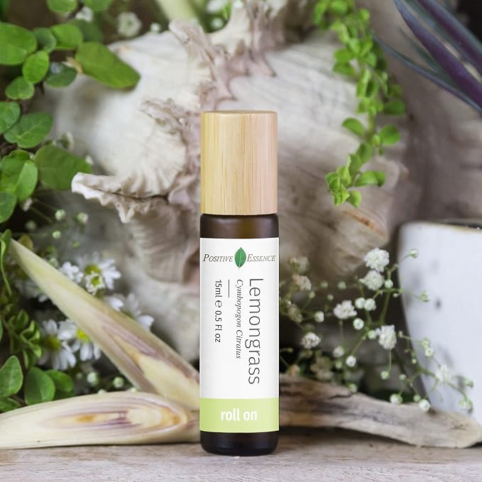 Organic Lemongrass Essential Oil Roll On, Pure Lemongrass Essential Oil Pre-Diluted with Jojoba Oil for Skin Application, Leak-Proof Metal Rollerball, Travel Safe Roll-on (15 mL)