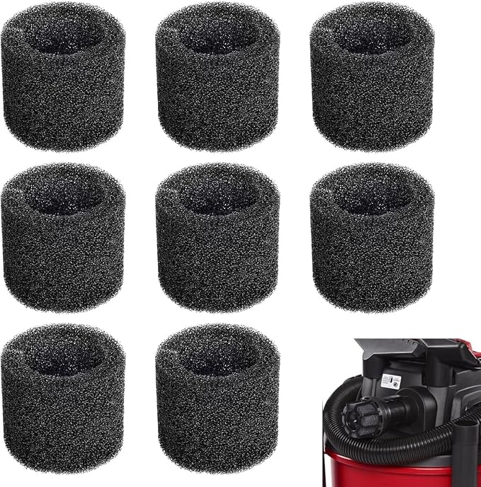 8 Pcs Muffler Diffuser Foam Replacement Parts, Compatible with Crafts man CMXZVBE38660 Muffler Diffuser Wet/Dry Vac, for Shop Vacs Attachment with 2-1/2 Inch Blowing Port