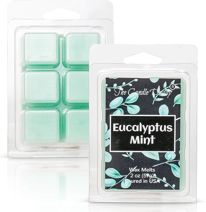 Eucalyptus Mint Wax Melts - 6-Pack/2oz Highly Scented Paraffin & Soy Blend Cubes - Refreshing Aromatherapy for Home & Office -Long-Lasting Fragrance for All Warmers -Hand-Poured in Greenfield, Indiana