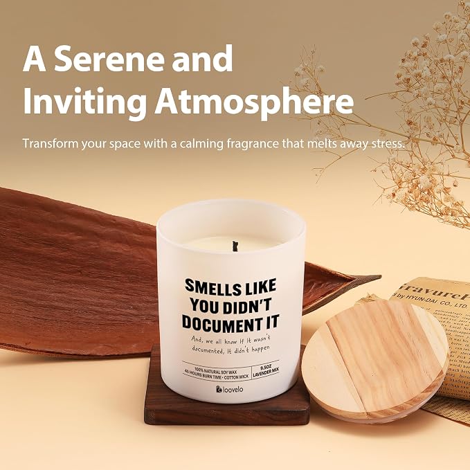 Smells Like You Didn’t Document It Funny Office Gifts for Boss Coworker HR Human Resource Scented Candle Home Office Jar Candle Soy Wax (9.5 oz, Layered Scent)