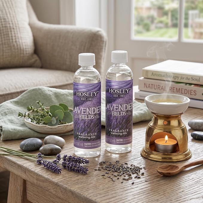 Hosley Lavender Fields Scented Warming Oils, 2-Pack (5 fl oz Each), Made in USA - Aromatherapy Refill Oil Set for Reed Diffusers, Fragrance Warmers, Spa and Meditation