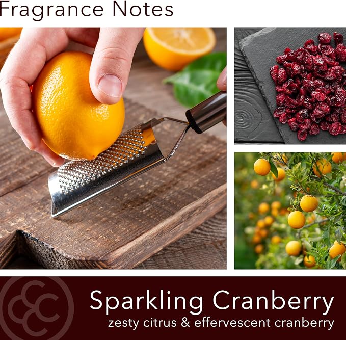 Colonial Candle Sparkling Cranberry Scented Candle, 2-Wick Natural Soy Blend Wax Candle Infused with Essential Oils, 14 oz Apothecary Glass Jar Candle - Made in The USA