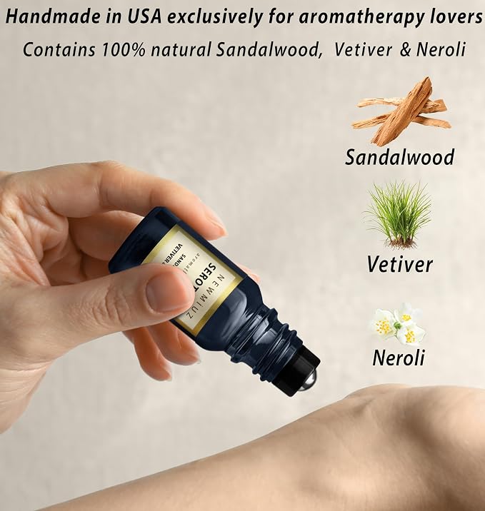 Calm Roll on Essential Oil Stress Relief Sandalwood Vetiver Destress Relaxation Calming Roller Aromatherapy Stick Self Care Purse Stocking Stuffer