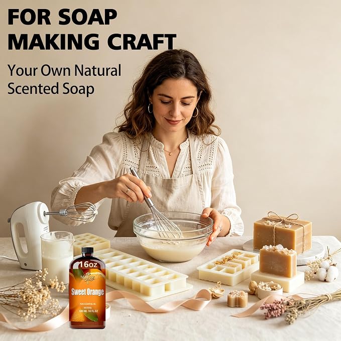 Sweet Orange Essential Oil, Sweet Orange Oil 16 Fl Oz 480ml for Diffuser Yoga Soap & Candle Making – with 0.33 Oz Roller Ball & Funnel YHSESSE Essential Oils