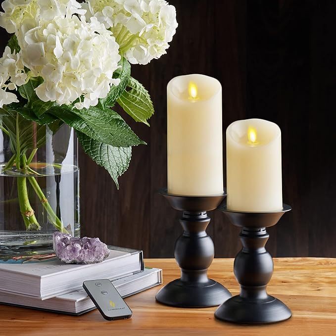 Luminara Flameless LED Battery Operated Ivory Pillar Candle, Flickering Realistic Moving Flame, 3" x 4.5" Luminous Real Wax Indoor Home Decor Pack of 1