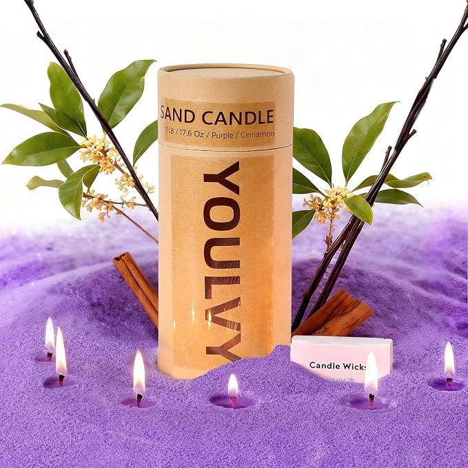 Pearled Candles Sand and 30 Wicks 18Oz-Cinnamon Scented NonToxic Luxury Long Lasting Refillable Pearled Powder Candles 120 Hours-Candle Beads Sand Wax Kit for Candle Making Wedding Party Decor