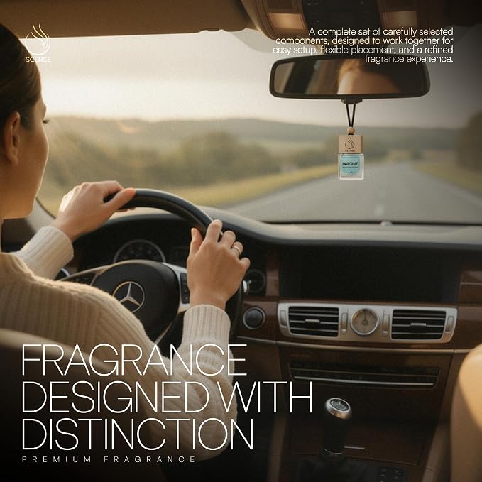IMAGINE Luxury Car Air Freshener for Men | Perfume Style Car Fragrance Diffuser & Vent Clip | Odor Eliminating Fresh Car Smell Long Lasting Scent Refillable | Premium Car Scent by SCENSE