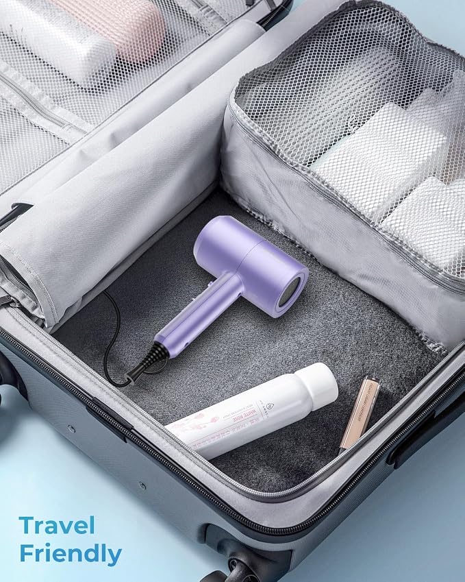 SHRATE Ionic Hair Dryer with Diffuser | Professional Blow Dryer for Curly, Frizzy & All Hair Types | Low Noise & Gentle for Sensitive Hair | Compact & Portable Design for Home, Travel, Women & Men