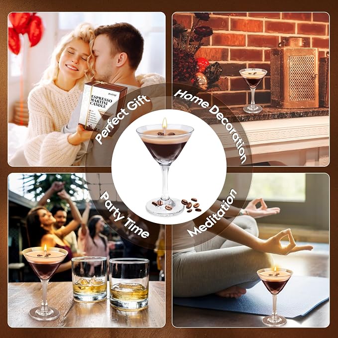 2 Pack Espresso Martini Candle Gifts for Women Men, Coffee Scented Unique Gifts for Espresso Martini Lover, Soy Wax Candle for Home, Bedroom, Coffee Bar for Christmas, Birthday, Halloween