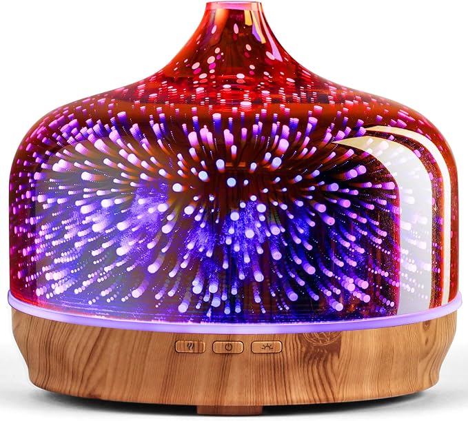 Porseme 500ml Glass Essential Oil Diffuser Aromatherapy Ultrasonic Cool Mist Humidifier 15-21 Running Hours Waterless Auto-Off Air Diffusers for Sleeping Yoga Working Spa(Rose Gold)