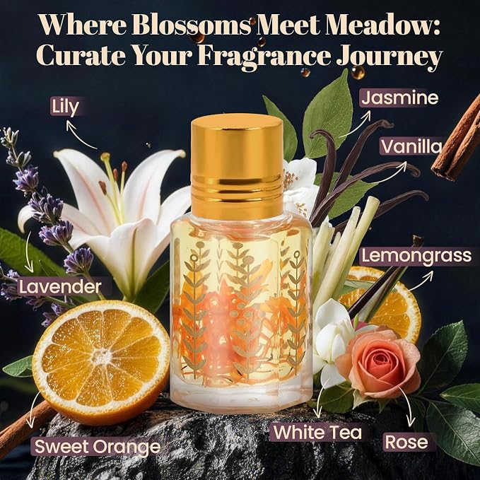 JUYRLE Roller Perfume Making Kit- DIY Perfume Making Kit, Make Your Own Roll-On Perfume with Essential Oil, Perfume Travel Refillable, Roller Fragrance Gift Set for Women Men Adults