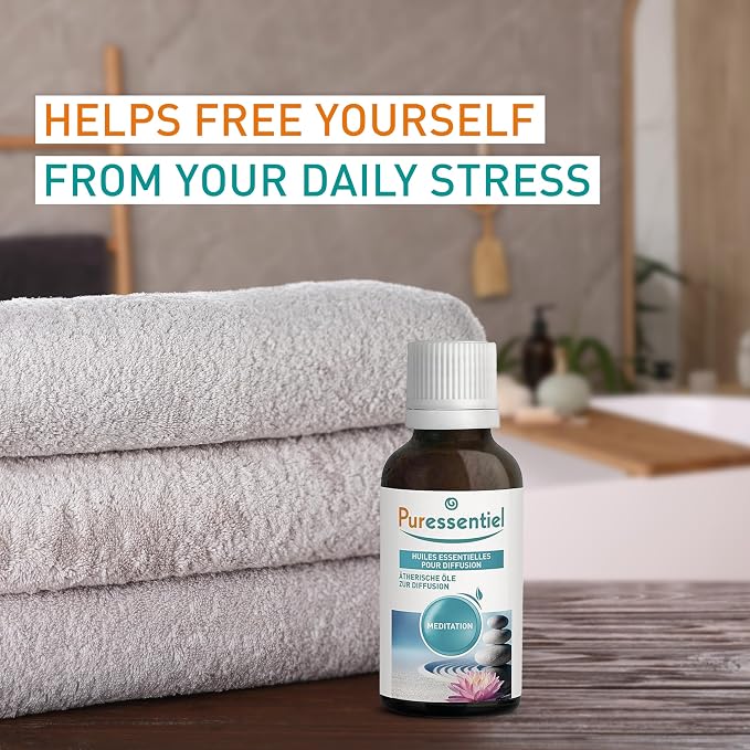 Puressentiel Diffusion Essential Oil - Naturally Derived Aromatherapy Blend - Formulated for Diffusion - Made with Beneficial Essential Oils - Eco-Friendly Products - Meditation - 1.01 oz